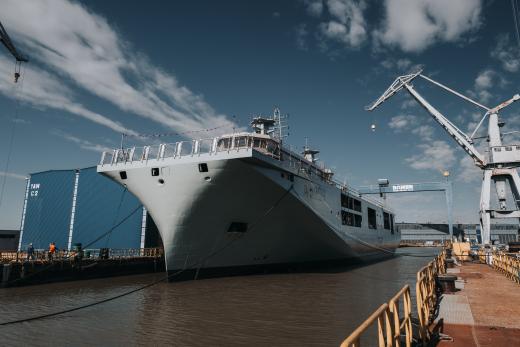 Alewijnse Damen launch Multi-Purpose Vessel MPV NRP D. João II for Portuguese Navy in Galati, Romania